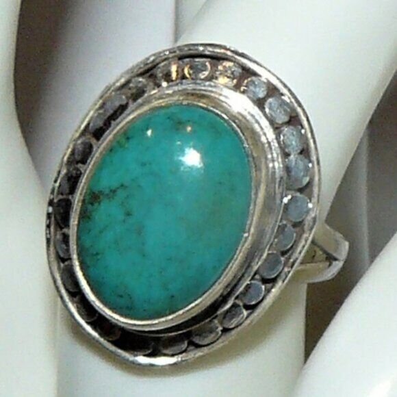 Turquoise and Sterling Silver Adjustable Ring - Picture 3 of 9
